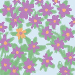 Fototapeta na wymiar Floral pattern with purple flowers