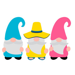 Cute summer gnome, vector illustration art.