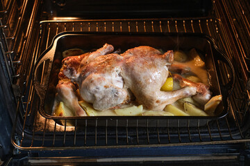 Chicken roasting in the oven