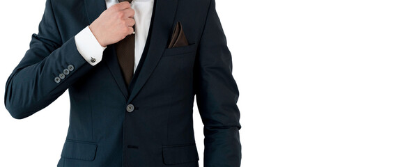 Businessman Adjust Necktie of his Suit - 418688457