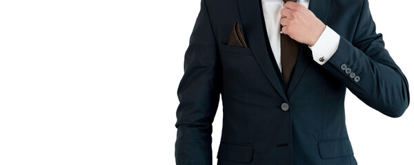 Businessman Adjust Necktie of his Suit - 418688489
