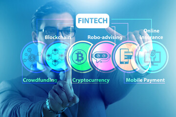 Businessman in financial technology fintech concept