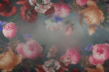 Fototapety  Szczegóły płótna malowane olejem w odcieniach różu.