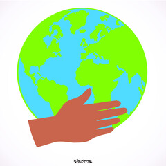 Human hand holding our planet earth.