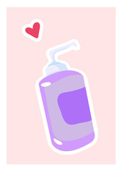 Сosmetic bottle. Element for stickers, textile of apparel, beauty design.