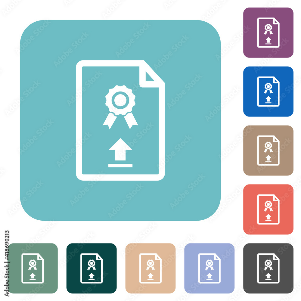 Poster upload certificate rounded square flat icons