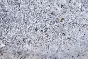 Wonderful macro ice crystals, cold formations.