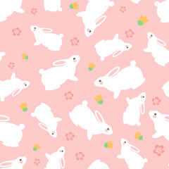 Seamless pattern rabbit. Bunny, print design rabbit background