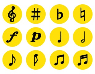 アイコンセット01_24（音楽のいろんな記号セット）