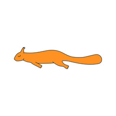 Squirrel lies sleeping relaxation stretched out paws cute character simple flat pet vector illustration.
