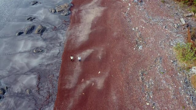 Aerial footage of Ladghar beach at Dapoli, located 200 kms from Pune on the West Coast of Maharashtra India.
