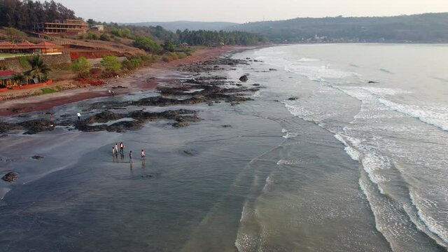Aerial footage of Ladghar beach at Dapoli, located 200 kms from Pune on the West Coast of Maharashtra India.