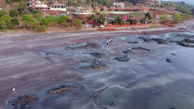 Aerial footage of Ladghar beach at Dapoli, located 200 kms from Pune on the West Coast of Maharashtra India.