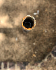 close up of metal pipe