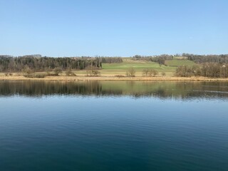Flach lake or Flachsee in the natural protection zone Aargau Reuss river plain (Naturschutzzone...