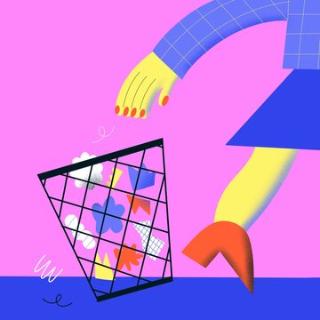Woman with Trash