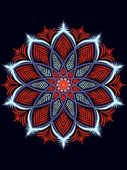Mandala decoration ornament, isolated design element background. Tribal ethnic fashion motif for paper, textile, cloth fabric print. Digital art illustration	
