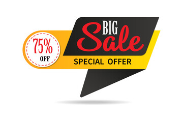 The sales banner.Special offer, big sale, up to 75% off. Vector illustration.