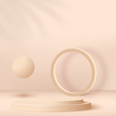 Abstract background with cream color geometric 3d podiums. Vector illustration