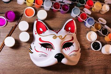 A fox mask design making by teenage girl. Drawing, creativity, hobby, diy, painting, development,...