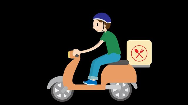 スクーターバイクに乗る配達員