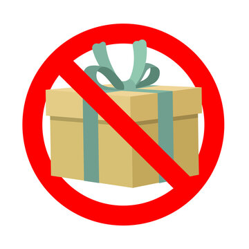 Banned Gift, Symbol Present Prohibit Icon. Vector Prohibit Surprise