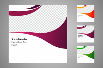 New set of editable minimal banner templates. Suitable for social media posts and web or internet ads. Vector illustration with photo college.