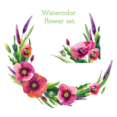 Watercolour flower wreath and corner. Suitable for invitations, cards and Instagram posts.