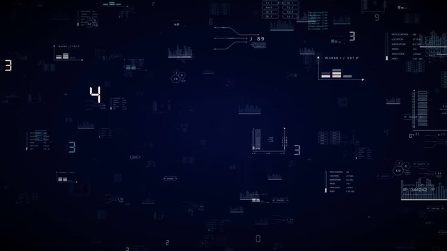 HUD seamless.Looping technological data HUD Sci Fi cyberspace. Futuristic data infographic HUD background.Screensaver.