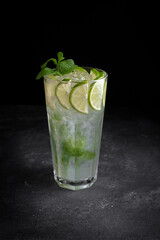 Mojito cocktail, on black background