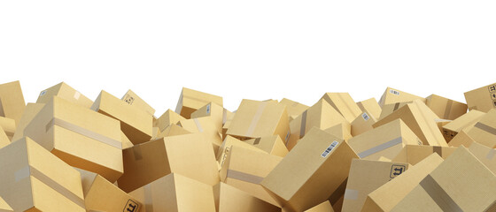 Many cardboard boxes background. Shipping logistic delivery concept. 3d rendering