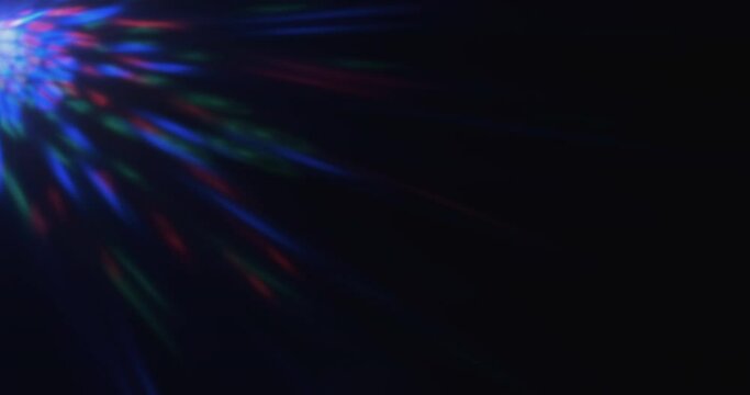 Panorama. Abstract background with multicolor rotation light rays like laser show. For compositing over your footage, stylizing video, transitions.