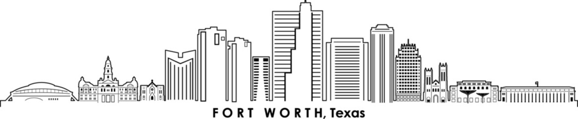 FORT WORTH Texas USA City Skyline Vector
