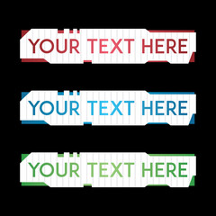 banner set, text box, title box, speech text, speech title, frame text, frame title, text border, title border