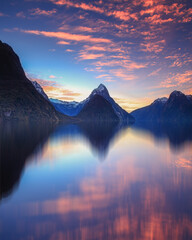 Scenic Sunset at Milford Sound