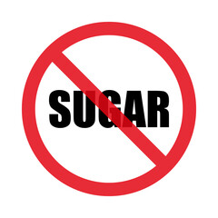 No sugar sign. Isolated on white background. Flat style. Vector