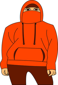 A guy with beautiful brown eyes in a stylish orange hoodie