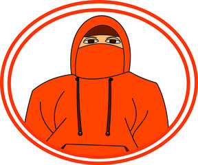social media avatar guy in orange hoodie