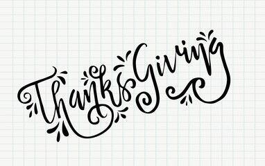 Thanks giving calligraphic and typographic elements