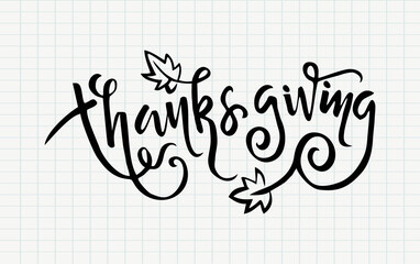 Text Happy Thanksgiving Day on white background with autumn leaves