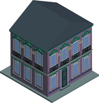 Isometric living house building vector illustration. Isometric 3d living house building
