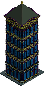 Museum building isometric vector illustration. Isolated municipal or administrative house or city hall modern or old historic facade design of bank or college and university 