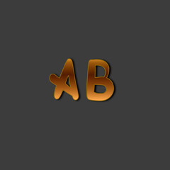 AB initial gold handwriting logo for identity