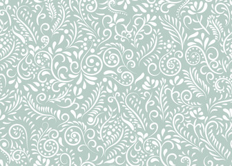 Abstract seamless pattern, beautiful art, curls, curves, geometric elements, frosty pattern on a gray background, suitable for fabric or wrapping paper design