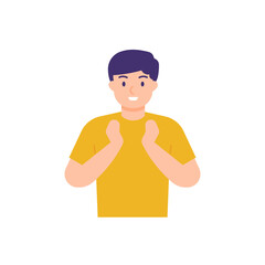a man who is praying. ask for something. hands up. illustrations of people's facial expressions. flat style. vector design