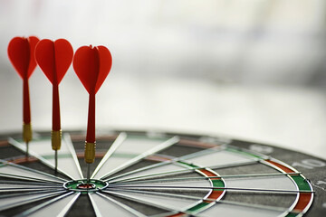 Darts. The dart for playing in the game board is stuck. Hit the sector in darts. The concept of a...