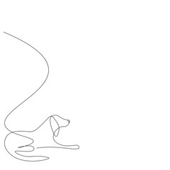 Dog animal one line drawing, vector illustration