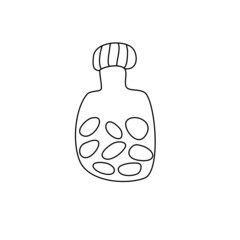 Pills in bottle. Medicine. Vector hand drawn illustration in doodle style