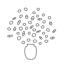 Medicine pills, vector hand drawn illustration in doodle style