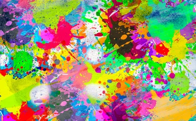 Foto op Canvas abstract dark background with colorful splashes  © reznik_val